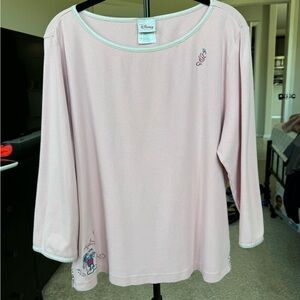 Vintage Disney Pink Long Sleeve Top with Embroidered Mickey Mouse